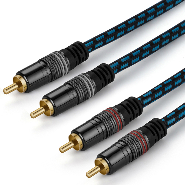 HIFi 2RCA Male Stereo Audio Cable Silver Copper Coax Subwoofer Cord for DJ Controller Amplifier Soundbar Turntable PVC Jacket