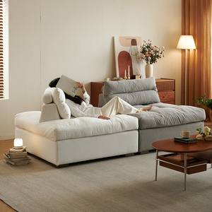 Divano Modulare Moderno a Tre Posti <span class=keywords><strong>Piemonte</strong></span> Stile Tofu Block per <span class=keywords><strong>Piccolo</strong></span> Appartamento Soggiorno Balcone Angolare a L in Tessuto Lattice e Spugna - Product Image 5