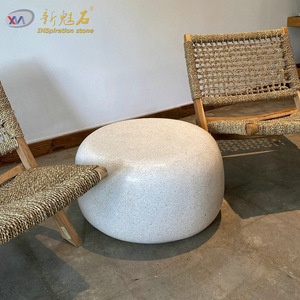 Nuevo Taburete Redondo de Terrazo Magic Stone, Banco de Hormigón para Exteriores, para Cafetería, Restaurante, Instalación Artística - Product Image 4