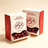 Boîte d'emballage personnalisée biodégradable pour dattes rouges, noix, pistaches, fruits secs, boîte cadeau en papier pour aliments