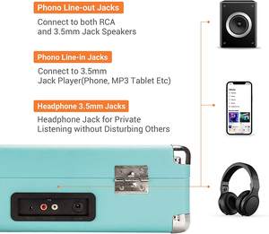 Reproductor de CD de sonido y Audio, Usb, Sd, Lp, entrada auxiliar, <span class=keywords><strong>Radio</strong></span>, Cassette, Pc, Link, <span class=keywords><strong>Rec</strong></span>, tocadiscos de 3 velocidades, reproductor de discos de vinilo - Product Image 4