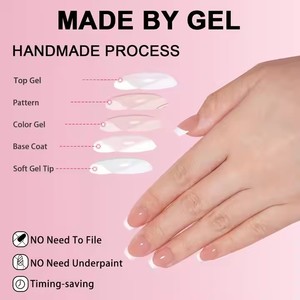 Aillsa OEM Faux Ongles Courts Carrés à Presser Faits Main, 120 Pièces, Nude Blanc French Manucure, Fournitures pour Ongles en Acrylique - Product Image 3