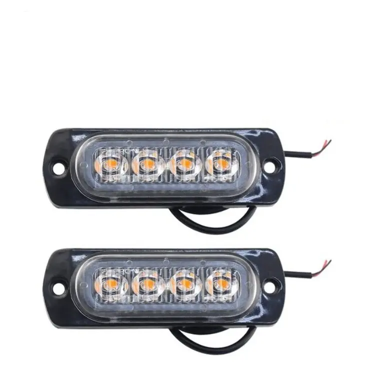 Lampu sorot truk, cahaya sorot peringatan kedip 4LED ultra tipis sisi 12-24v 12W