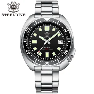 STEELDIVE Jam Tangan Menyelam Otomatis, Jam Tangan Menyelam Otomatis Versi SD1970 Keramik Bercahaya Warna Ganda