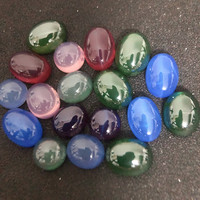 Saphir étoilé ovale rond plat transparent, cabochon en corindon synthétique, saphir étoilé de couleur rubis blanc, rose, bleu, vert, pierre précieuse