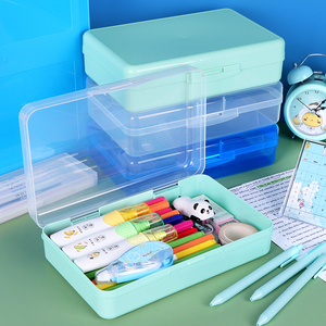 SUNSHING Assorted Colors Art Craft Storage <b>Containers</b> Stackable <b>Plastic</b> Pencil Box with <b>Lids</b> for Office Supplies and Desk Use - Product Image 1