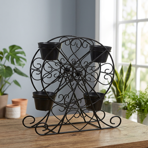 Jardinière en métal classique KS International avec revêtement en poudre, support de plantes décoratif en fer pour l'extérieur - Product Image 3