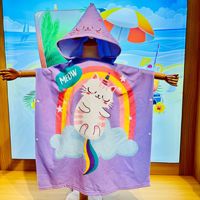 Peignoirs de plage à capuche personnalisés en microfibre à séchage rapide, poncho de bain pour enfants