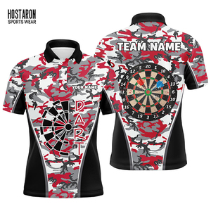Hostaron Hoge Kwaliteit Darts Club Sublimatie Truien Custom Heren Polo T Shirt 1/4 Rits Polokraag Darts Shirts - Product Image 5