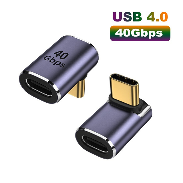Right Angle 90 Degree USB C Extender High Speed 40Gbps Type C OTG Adapter for Laptop Phone
