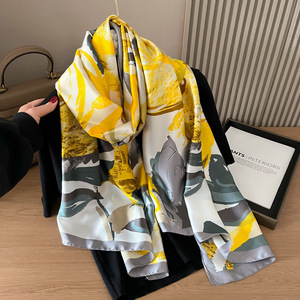 Primavera estate nuova moda sciarpa di <span class=keywords><strong>seta</strong></span> lunga stile madre Lijing raso luce scialle Versatile sciarpa da viaggio con stampa digitale - Product Image 4
