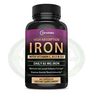 Капсулы для взрослых 7-в-1 с высокой усвояемостью железа, витаминами C, B12, D3, сертифицированные GMP, для здоровья крови и энергии, под собственной торговой маркой (OEM) - Product Image 1