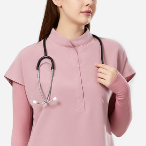 Botón magnético Hospital Fuyi Diseño Uniformes Mujeres Medico Scrubs Uniformes Manga corta Tops <span class=keywords><strong>Medicl</strong></span> Enfermera Scrubs - Product Image 2
