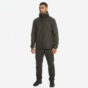 Men's Casual Windproof Custom Black Polyester Stand Collar <b>Zipper</b> Closure Summer Hooded Windbreaker <b>Jacket</b> - Product Image 1