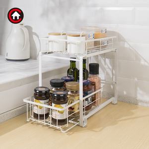 Organisateur et rangement sous l'évier, organisateur coulissant à 2 niveaux en métal, organisateur extractible, organisation pour la cuisine et les salles de bain - Product Image 2