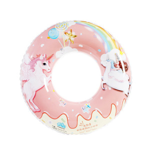 Unicorn Swimming Ring 70cm <b>Inflatable</b> <b>Float</b> For Kids Cartoon Design Round Shape PVC Material - Product Image 5