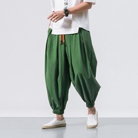 Pantalon d'été décontracté pour homme, style ample, taille plus, en lin chinois, type Harem