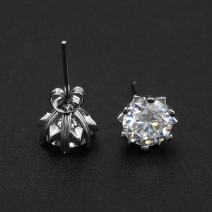 18K Gold Plated Round Moissanite <b>Stud</b> <b>Earrings</b> 2CT 6.5MM / 4CT 8MM D VVS1 Women's Bridal <b>Earrings</b> Wholesale Custom - Product Image 2
