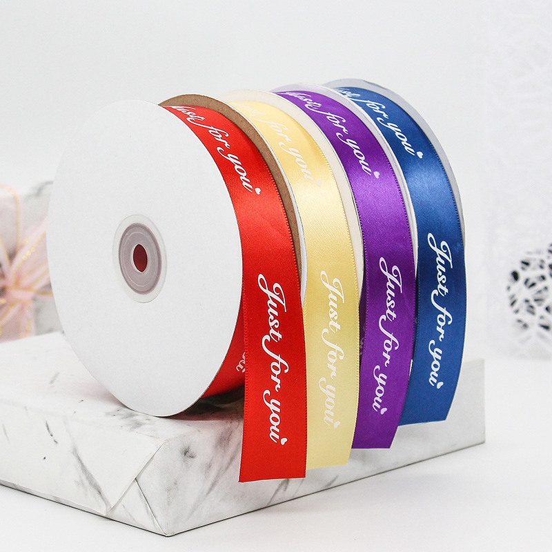 Luxury Gift Wrap Grosgrain Customize Ribbon Printed With Logo Double Faced Satin Polyester Ribbon for Craft