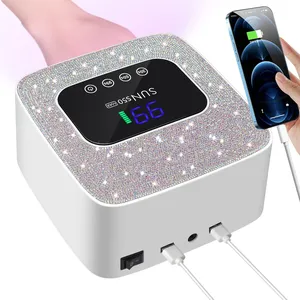 Sparkling Diamond LED Nail <b>Lamp</b>: Cordless Rechargeable 57-Bead UV/LED Dryer <b>with</b> Smart Sensor & 3-<b>Timer</b> Settings - Product Image 1