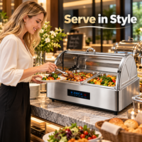 Chauffe-Plat Électrique Professionnel 9L en Acier Inoxydable avec Couvercle Roulant et Contrôle Intelligent de la Température pour Buffets et Banquets de Mariage