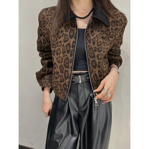 2026 <strong>Petite</strong> Women's Cropped <strong>Biker</strong> Style Edgy Faux Leather Motorcycle Short Coat Fall Winter Leopard Print Stand Zipper Autumn - Product Image 1