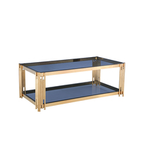 Sinochic-mesa de centro para sala de estar, mueble cromado pulido de lujo de diseño moderno, sofá de cristal