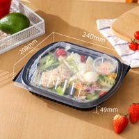 Conteneur rectangulaire jetable en PP de 32 oz, compatible micro-ondes, 2 compartiments, boîte à emporter en plastique pour aliments, boîte à lunch, maison et cuisine