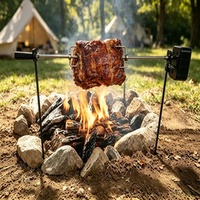 Kit de Asador Eléctrico a Batería con Motor Metálico Resistente, Sistema de Asador Portátil para Parrilla