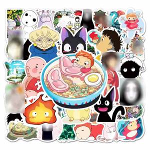 50 Pegatinas Decorativas Variadas de Dibujos Animados de <span class=keywords><strong>Miyazaki</strong></span> <span class=keywords><strong>Hayao</strong></span> para Diario, Portátil, Teléfono, Pegatina de El Viaje de Chihiro - Product Image 1