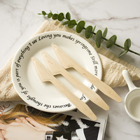 Couteau jetable en bois pour dessert, 165 mm, biodégradable, écologique, en bouleau renforcé, couverts jetables pour fête, vente en gros