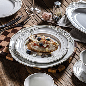 Juego de platos de cerámica en relieve vintage, estilo <span class=keywords><strong>corte</strong></span> francés, elegante y lujoso. Soporte personalización - Product Image 4