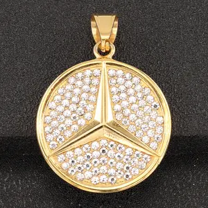 New Trending 10K14K18K Gold Plated Stainless Steel Pendant Famous Car Rhinestone Zircon Fade Pendant