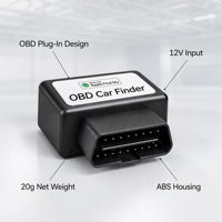 AP100 App Localisateur de Véhicule pour Voiture Stationnée avec Alimentation OBD 12V, Boîtier ABS 20g, Télécommande iOS, OEM