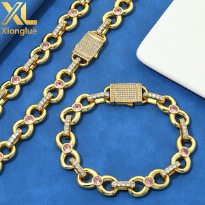 Factory Custom Hip Hop 12mm Fine Luxury Jewelry Pink Moissanite <b>Bracelets</b> Women Men 925 Sterling Silver Chain Link <b>Bracelets</b> - Product Image 6