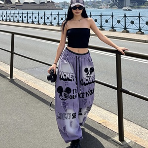 F140/FANMAJIALIE <span class=keywords><strong>Jeans</strong></span> da <span class=keywords><strong>Donna</strong></span> alla Moda con Mickey Oversize, <span class=keywords><strong>Denim</strong></span> Colorato Lavato Chiaro di Alta Qualità - Product Image 3