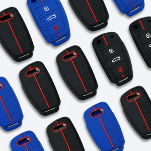 Étui de protection en silicone pour clé <span class=keywords><strong>Audi</strong></span> Sport, texture nid d'abeille, pour A3 A4 A6 Q3 Q5 Q7 TT <span class=keywords><strong>RS3</strong></span> S3, avec bande rouge, pour clé plip - Product Image 5