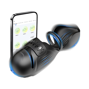 Masturbador 2 en 1 con 9 Modos de Vibración, Estimulador de <span class=keywords><strong>Glande</strong></span> 360°, Vibración de Testículos, Silicona de Grado Médico, Impermeable, USB - Product Image 1