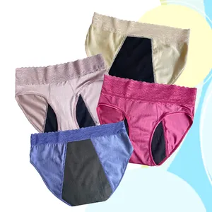 Bragas menstruales impermeables para mujer, pantalones fisiológicos lavables y absorbentes de 4 capas