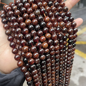 ลูกปัดหินโกเมนสีส้มธรรมชาติขนาด 6-10 มม. รูปทรงกลมขัดเงา ทนทาน สำหรับทำสร้อยข้อมือ สร้อยคอ งานฝีมือ ของขวัญ หรือใส่ในชีวิตประจำวัน - Product Image 1