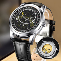 Montre à quartz pour homme, boîtier en alliage, cadran ciel étoilé, bracelet en cuir, affichage de la date, sport, affaires, fabricant de montres avec logo personnalisé
