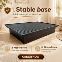 Lit plateforme en acier robuste sans tête de lit pour la maison, la chambre à coucher et l'hôtel