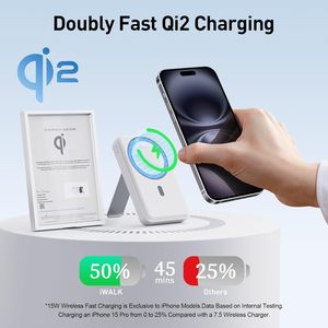 FCC CE ROHS certifié Qi2 chargeur Portable iphone avec support affichage numérique batterie externe magnétique sans fil pour <span class=keywords><strong>vol</strong></span> de voyage de bureau - Product Image 2