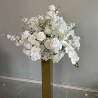 Boule de fleurs artificielle géométrique en soie faite à la main pour centre de table, décoration de fenêtre, mariage et fête