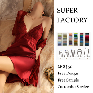 Pakaian Dalam Wanita Ukuran Besar Grosir, Bra Renda dengan Tali, Lingerie, Jubah Sutra, Piyama Satin Seksi, Gaun Tidur - Product Image 2
