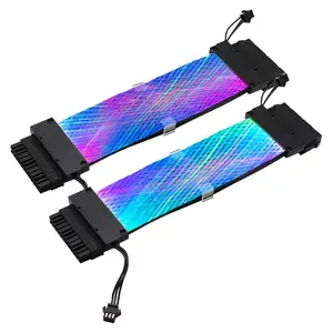 Cabo de extensão decorativo rgb 24 pinos, kit de cabo de extensão 5v com 3 pinos, síncrona, cabeça única