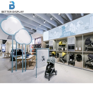 Étagères de présentation de vêtements pour bébés en bois personnalisables et élégantes avec éclairage LED pour les magasins pour enfants - Product Image 5