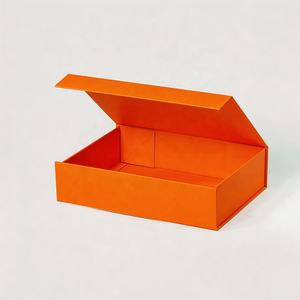 Boîtes cadeaux en papier rigide pliables avec logo personnalisé, fermeture magnétique orange, pour l'emballage des ongles press-<span class=keywords><strong>on</strong></span> - Product Image 3