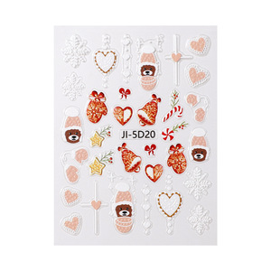 Pegatinas de uñas navideñas en relieve 5D, calcomanías de uñas autoadhesivas con dibujos animados de árbol de Navidad para niños, arte de uñas al por mayor - Product Image 6