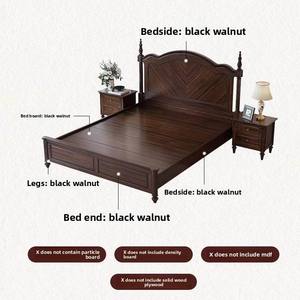 Cama Doble de Madera Maciza Estilo Americano Vintage, 18m, Tamaño King, Pintura Ecológica, Estética Old Money, para Recámara Principal - Product Image 6